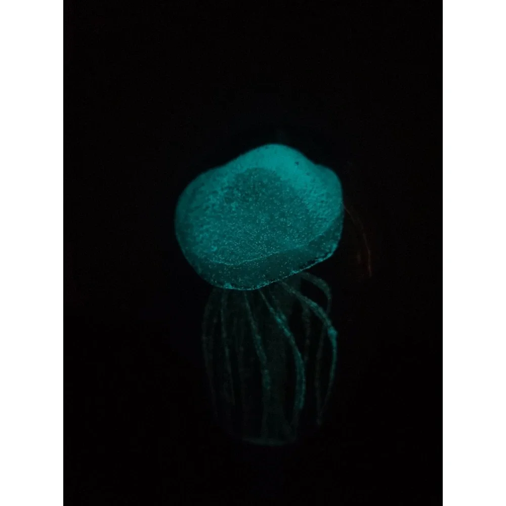 Jellyfish Paperweight, White, Glow In The Dark, With Blue‎ Background, 4.5